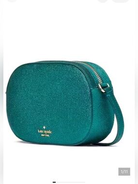 Kate Spade WICKED Glitter Emerald City
Green Oval Crossbody Bag  LIKE NEW